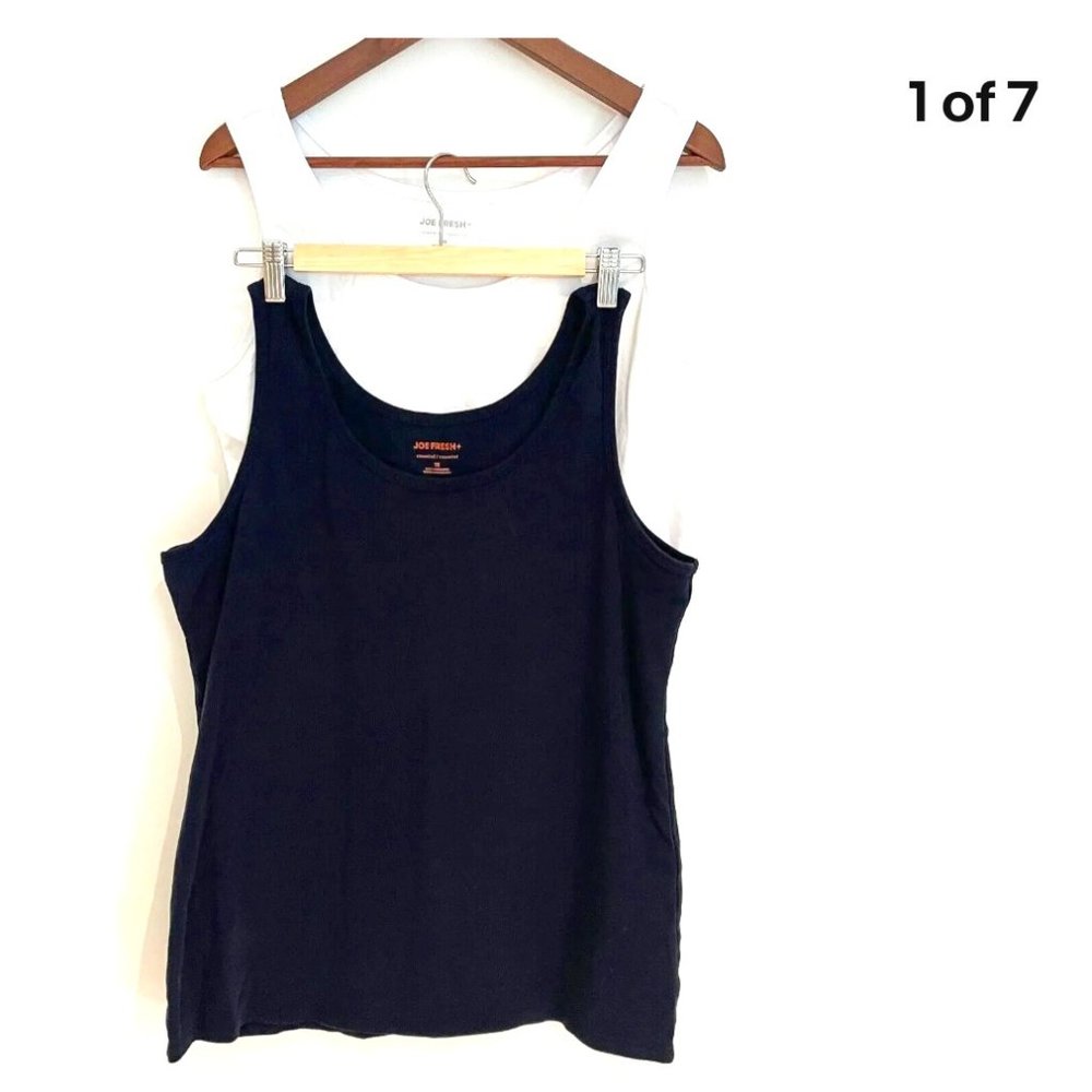 Joe Fresh + Women White & Black Lot of 2  Tank/Cami Top Plus Size 1X Black tank: